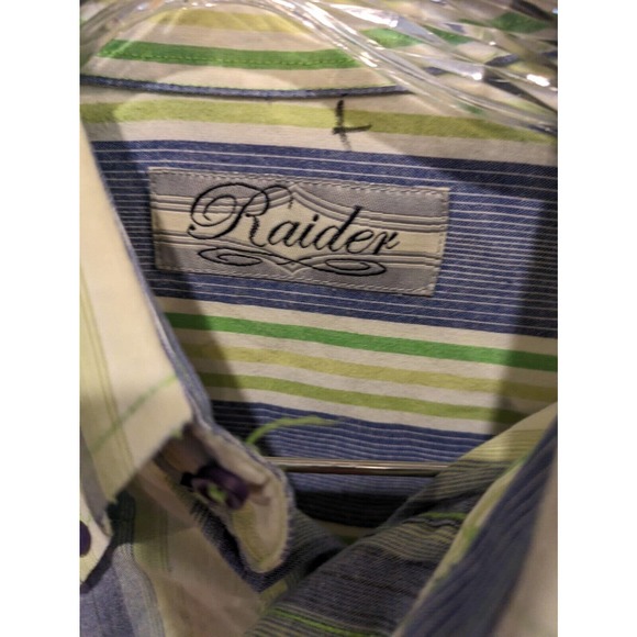 Raider Button Down Shirt Mens Medium Fits Large Cotton‎ Long Sleeve French Cuff - Picture 2 of 4